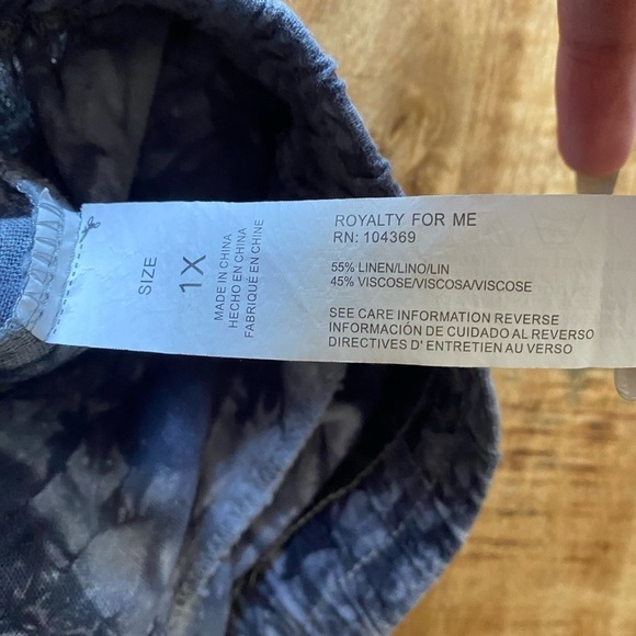 Royalty for Me linen blend lounge blue tie dye shorts NEW elastic waist - Picture 6 of 6